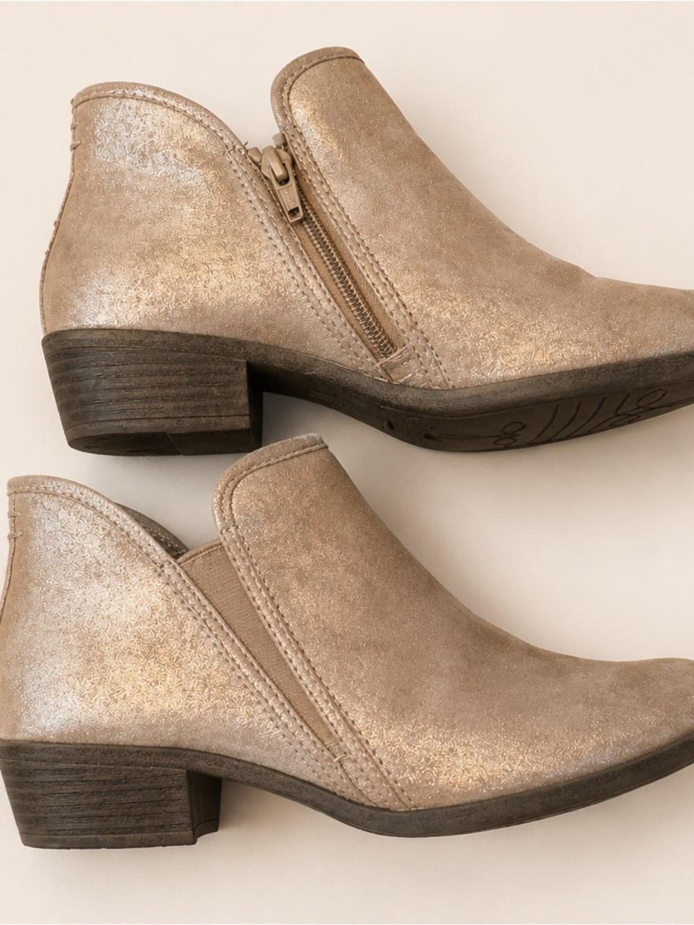 Women’s Metallic Grey Ankle Booties - Sleek Low Heel